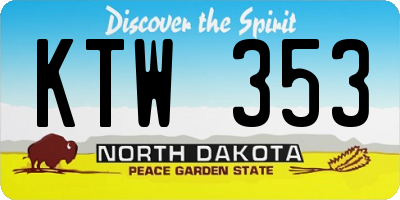 ND license plate KTW353