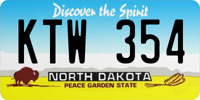 ND license plate KTW354