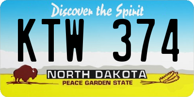 ND license plate KTW374
