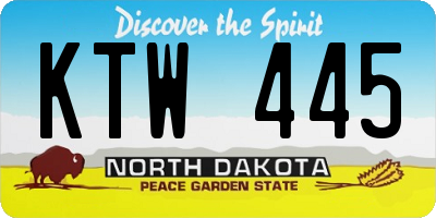 ND license plate KTW445