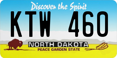 ND license plate KTW460
