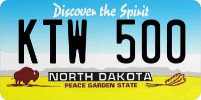 ND license plate KTW500