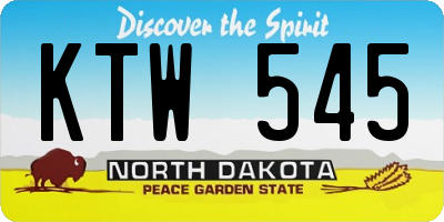 ND license plate KTW545