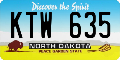 ND license plate KTW635