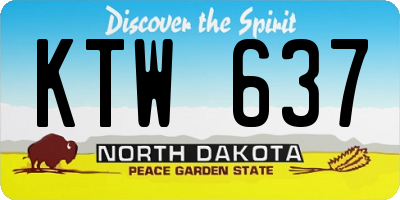 ND license plate KTW637