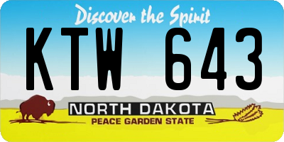 ND license plate KTW643