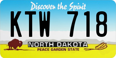 ND license plate KTW718