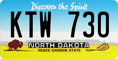 ND license plate KTW730