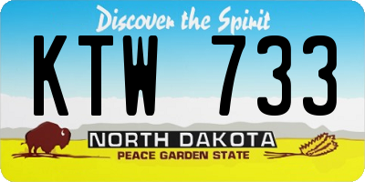 ND license plate KTW733