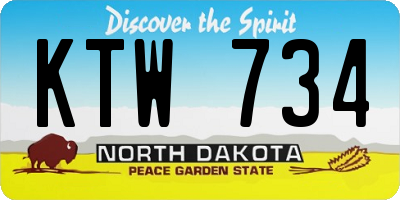 ND license plate KTW734