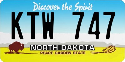 ND license plate KTW747