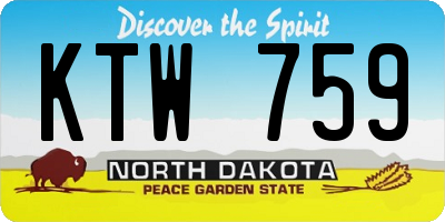 ND license plate KTW759
