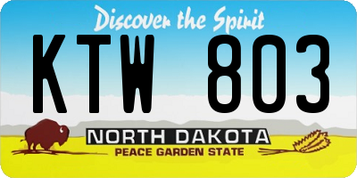 ND license plate KTW803