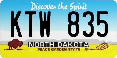 ND license plate KTW835