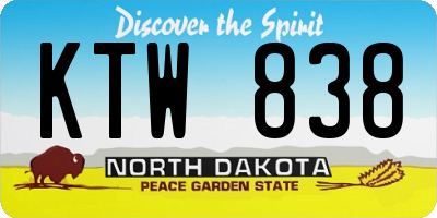 ND license plate KTW838