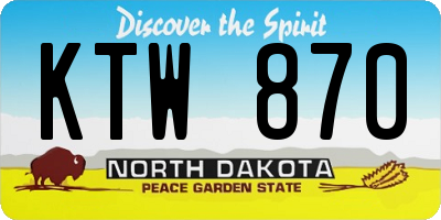 ND license plate KTW870