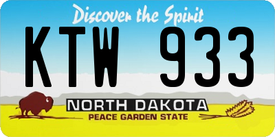 ND license plate KTW933