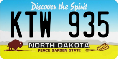 ND license plate KTW935