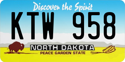 ND license plate KTW958