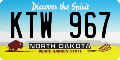 ND license plate KTW967