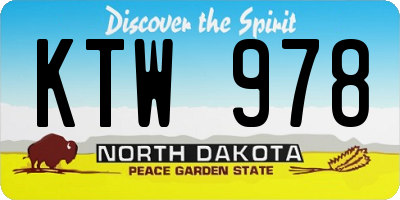 ND license plate KTW978