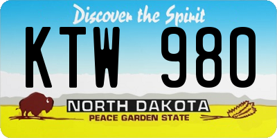 ND license plate KTW980