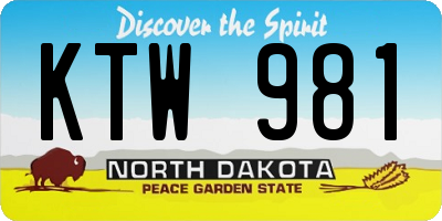 ND license plate KTW981