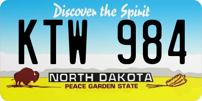 ND license plate KTW984