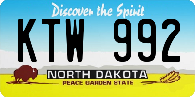 ND license plate KTW992