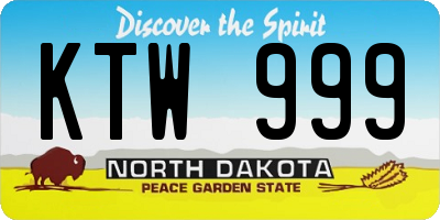 ND license plate KTW999
