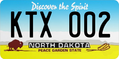ND license plate KTX002