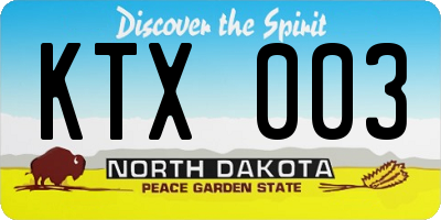 ND license plate KTX003