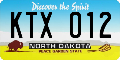 ND license plate KTX012