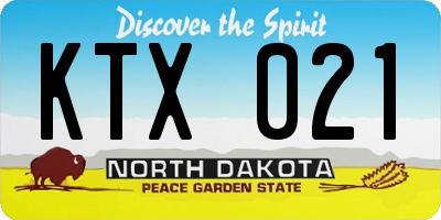 ND license plate KTX021