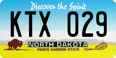 ND license plate KTX029