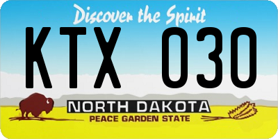ND license plate KTX030