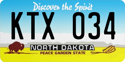 ND license plate KTX034