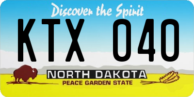 ND license plate KTX040