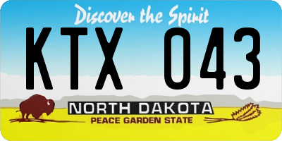 ND license plate KTX043