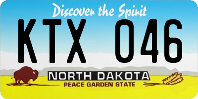 ND license plate KTX046