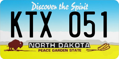 ND license plate KTX051