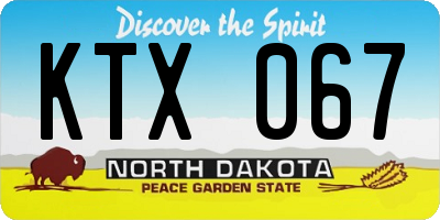 ND license plate KTX067