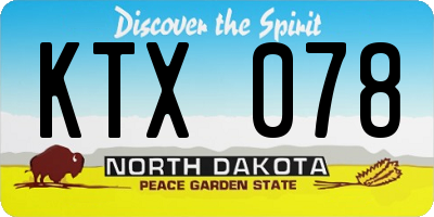 ND license plate KTX078