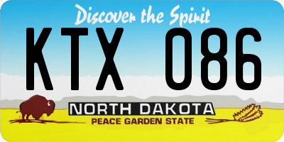 ND license plate KTX086