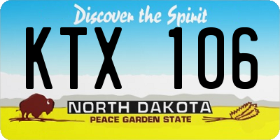 ND license plate KTX106