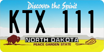 ND license plate KTX111