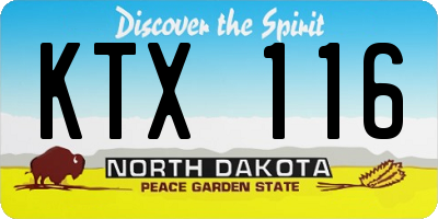 ND license plate KTX116