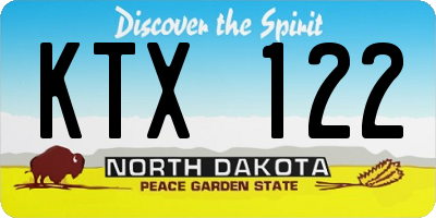 ND license plate KTX122