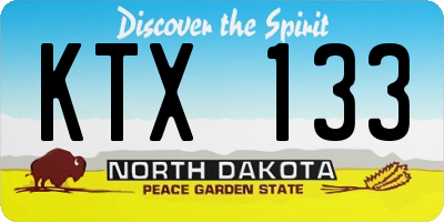 ND license plate KTX133