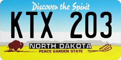 ND license plate KTX203